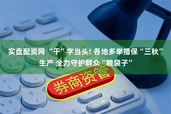 实盘配资网 “干”字当头! 各地多举措保“三秋”生产 全力守护群众“粮袋子”