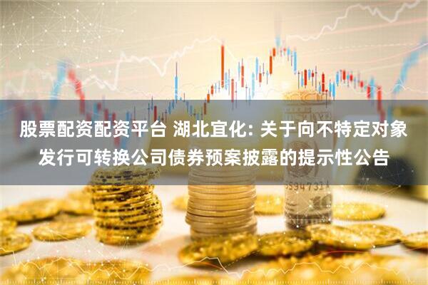 股票配资配资平台 湖北宜化: 关于向不特定对象发行可转换公司债券预案披露的提示性公告